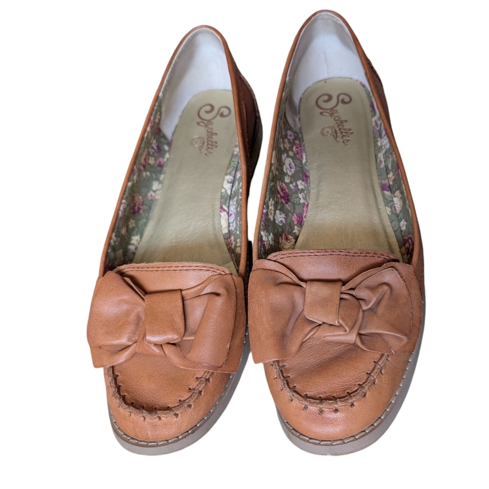 Seychelles bow slip on Loafers size 10 cognac tan leather